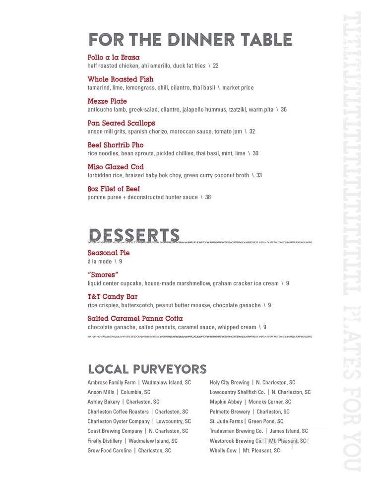 Tavern & Table - Mount Pleasant, SC menu_pic