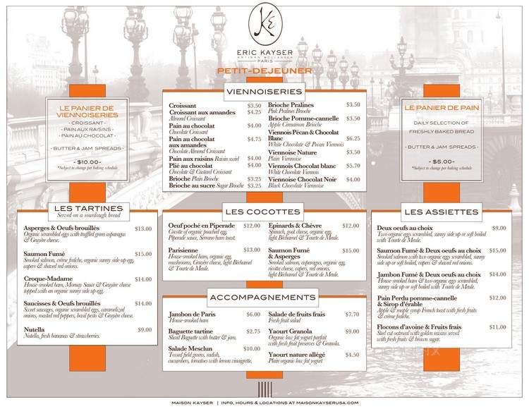 Maison Kayser - New York, NY menu_pic
