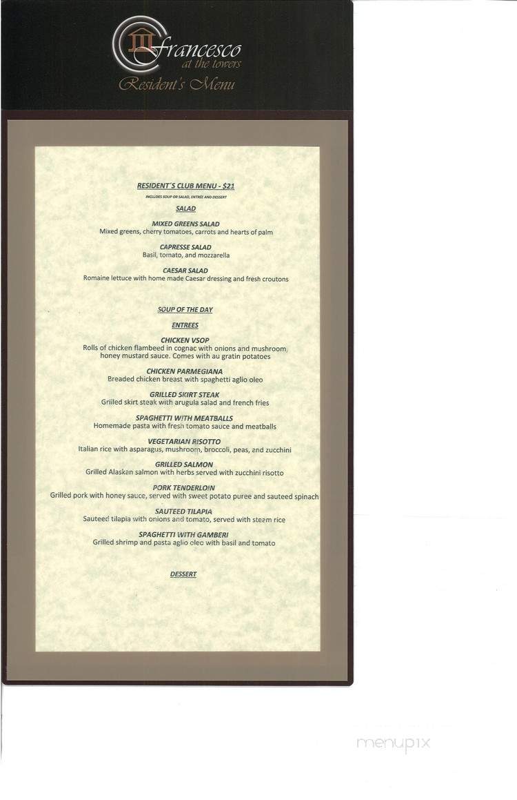 Francesco at the Towers - Key Biscayne, FL menu_pic