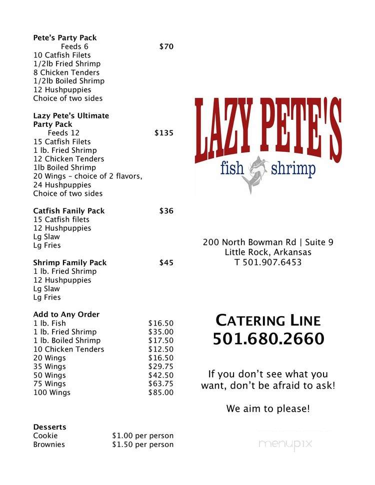 Lazy Pete's - Little Rock, AR menu_pic