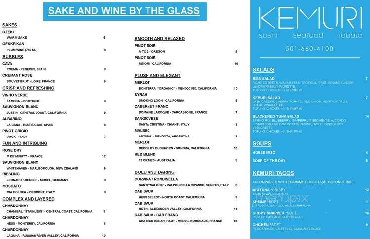 Kemuri - Little Rock, AR menu_pic