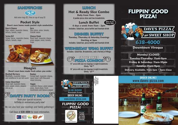 Dave's Pizza - La Crosse, WI menu_pic