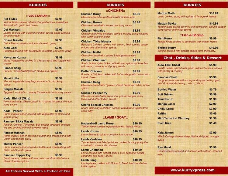 Kurry Xpress - Omaha, NE menu_pic