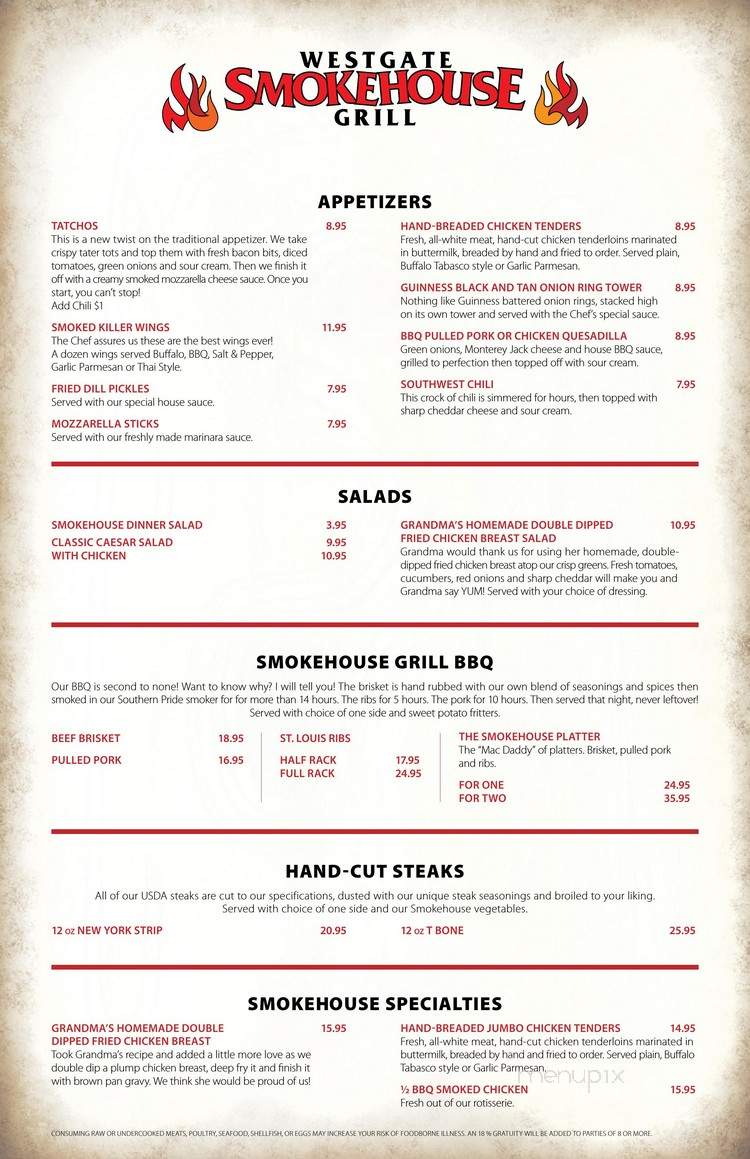 Westgate Smokehouse Grill - Gatlinburg, TN menu_pic