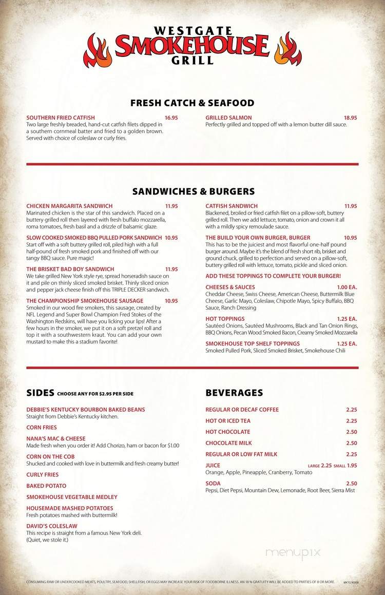 Westgate Smokehouse Grill - Gatlinburg, TN menu_pic