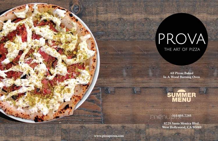 Prova Pizza - West Hollywood, CA menu_pic