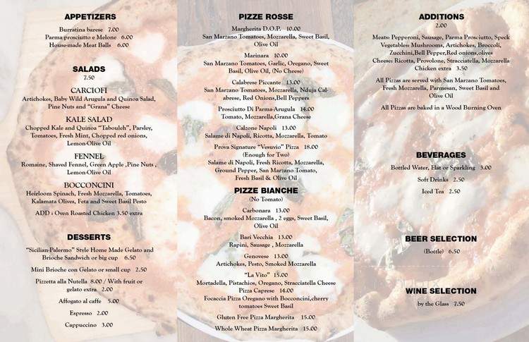Prova Pizza - West Hollywood, CA menu_pic