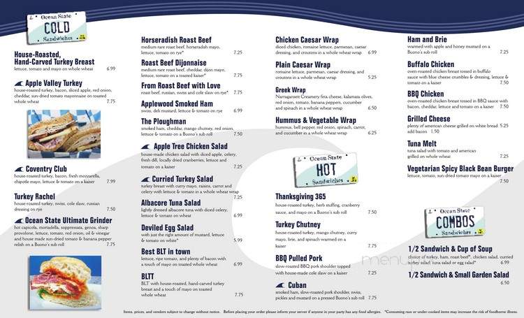 Ocean State Sandwich Company - Providence, RI menu_pic