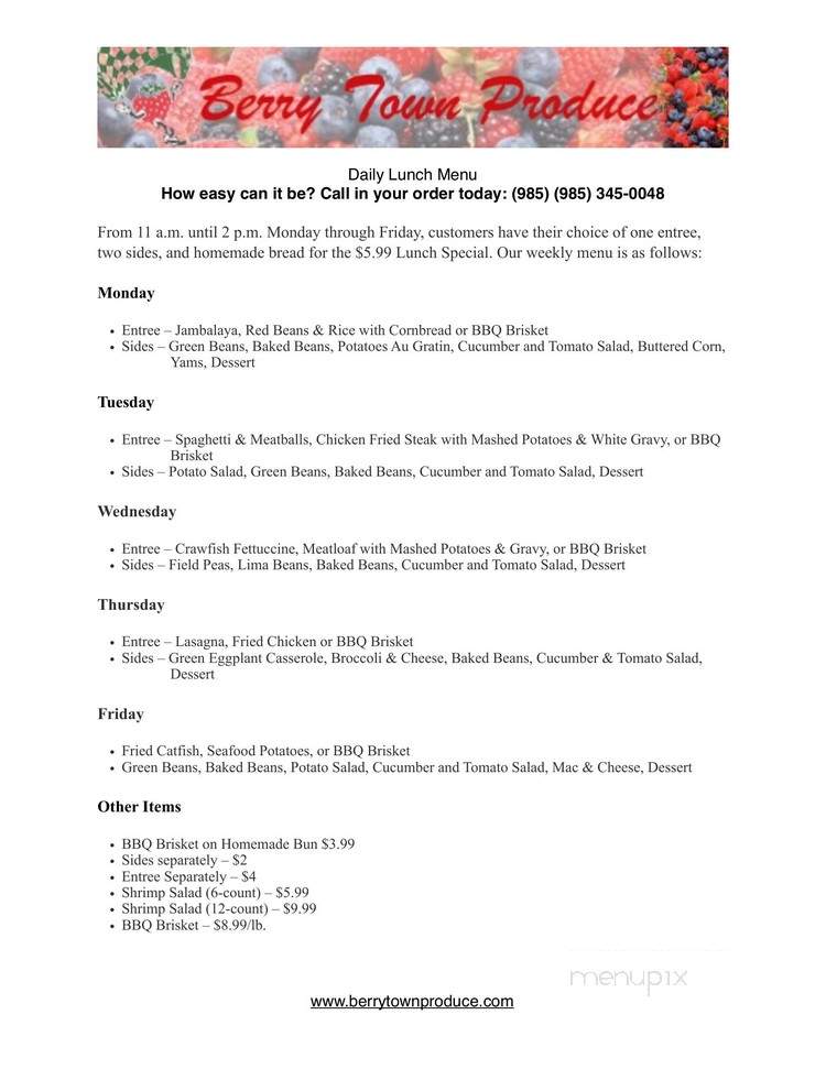 Berry Town Express Deli - Hammond, LA menu_pic