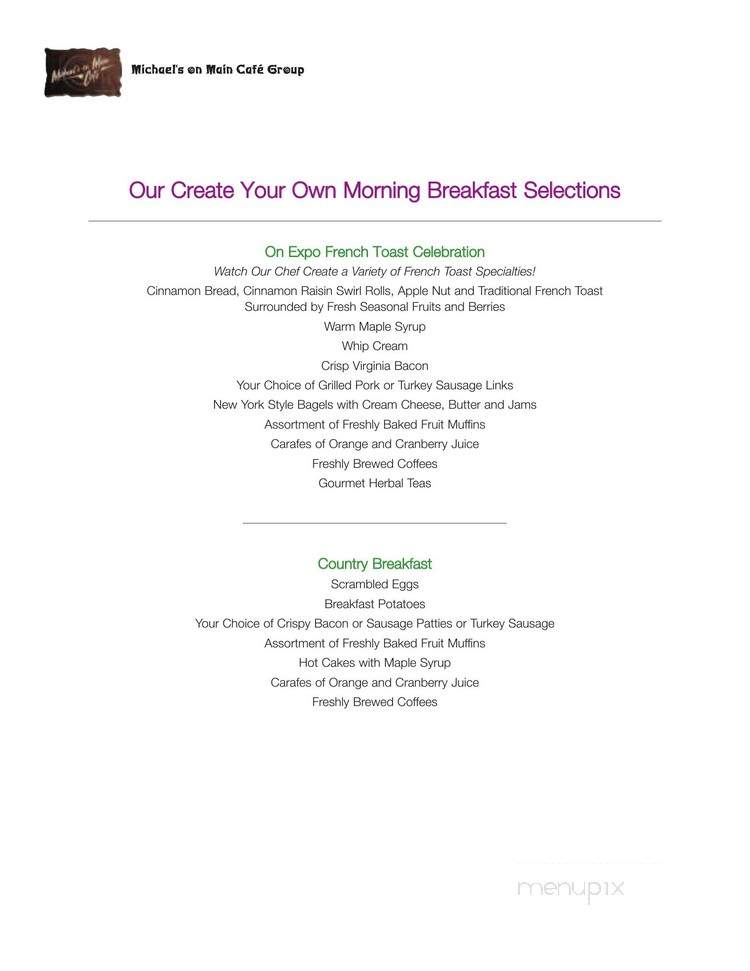 Michael's on Main Cafe - Chicago, IL menu_pic