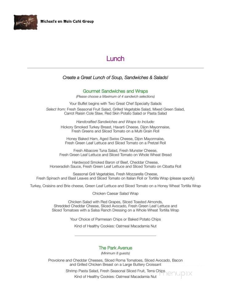Michael's on Main Cafe - Chicago, IL menu_pic