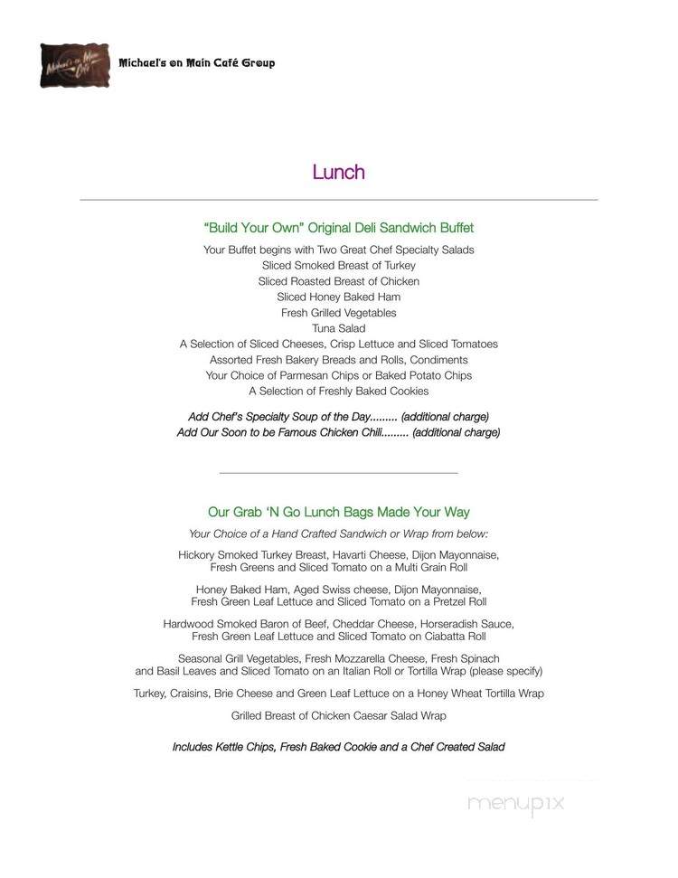 Michael's on Main Cafe - Chicago, IL menu_pic
