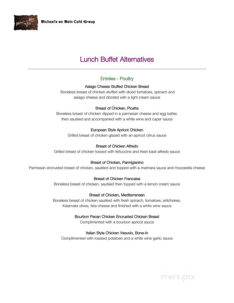 Michael's on Main Cafe - Chicago, IL menu_pic