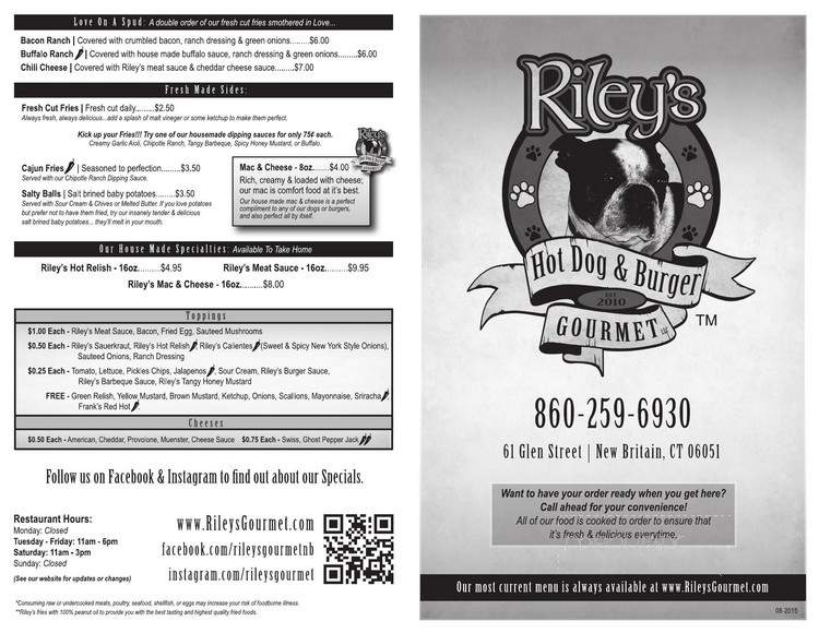 Riley's Hot Dog & Burger Gourmet - New Britain, CT menu_pic