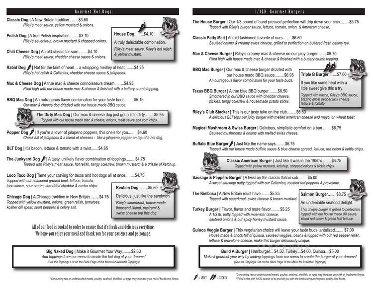 Riley's Hot Dog & Burger Gourmet - New Britain, CT menu_pic