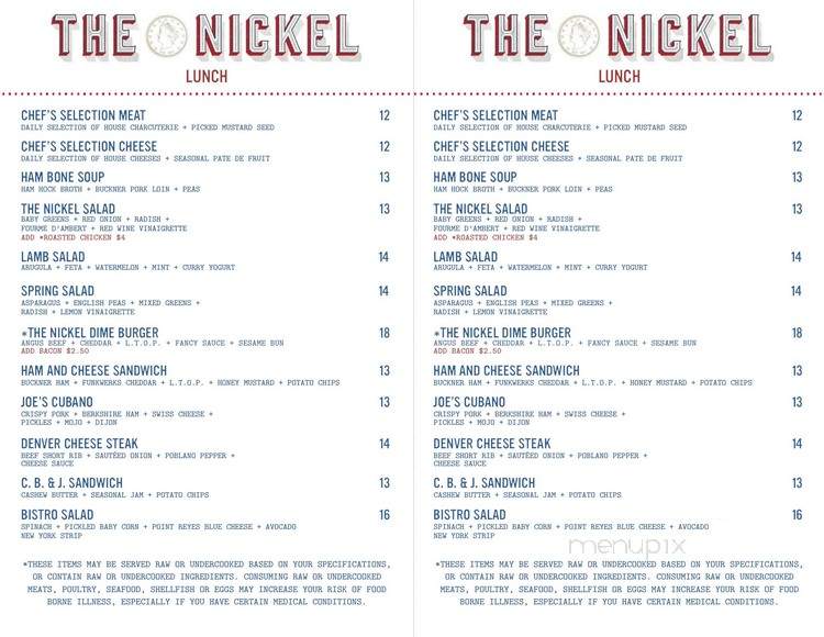 Nickel - Denver, CO menu_pic