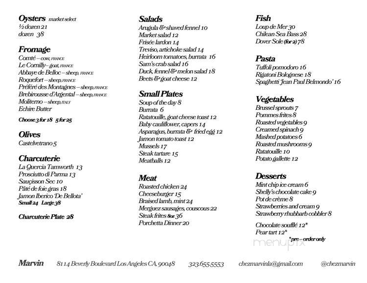 Marvin - Los Angeles, CA menu_pic