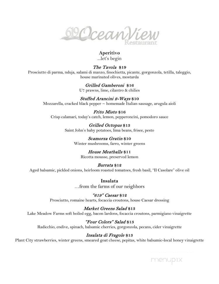 619 Ocean View Restaurant - Ponte Vedra Beach, FL menu_pic