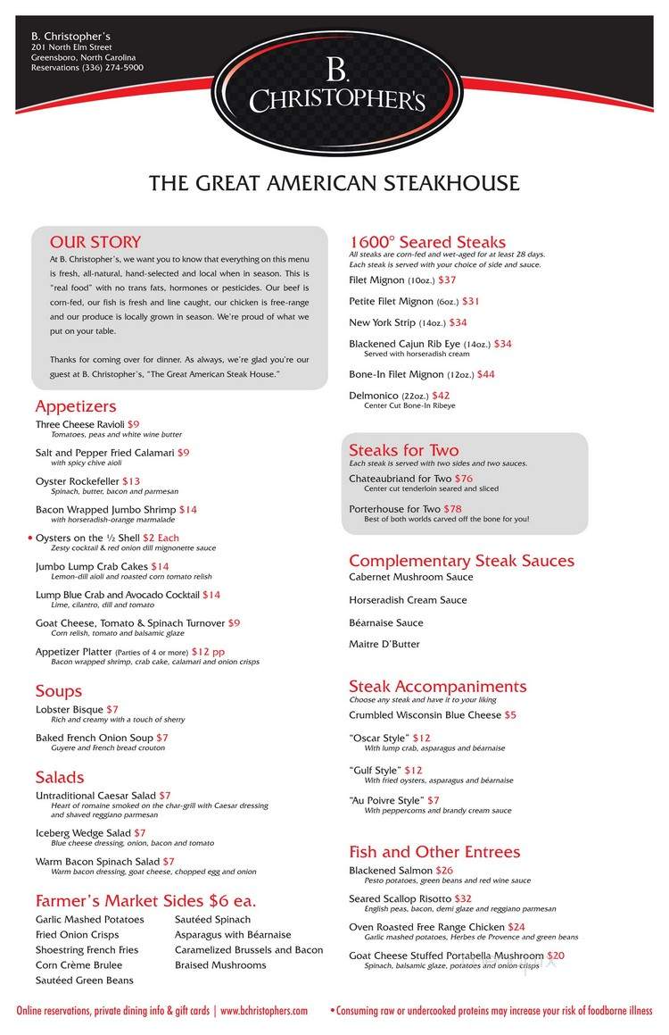 B. Christopher's - Greensboro, NC menu_pic