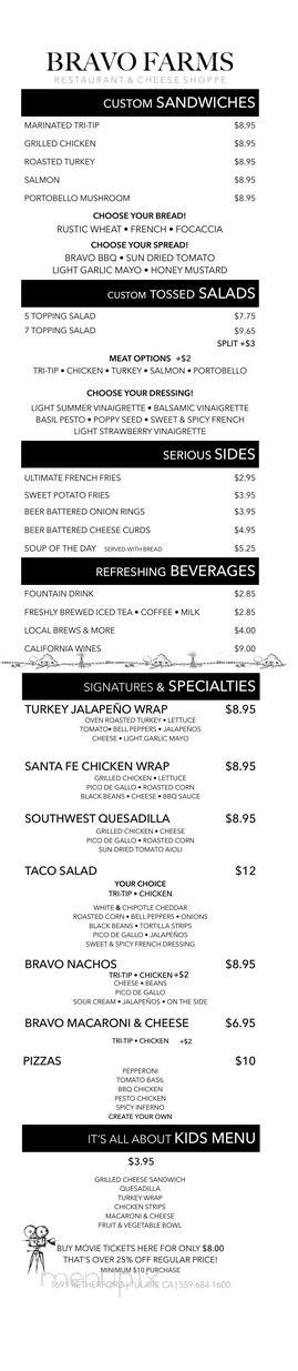 Bravo Farms Tulare - Tulare, CA menu_pic