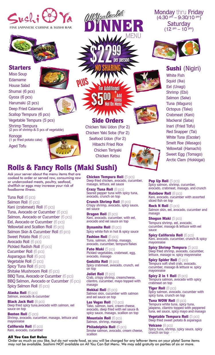 Sushi Ya - Joliet, IL menu_pic