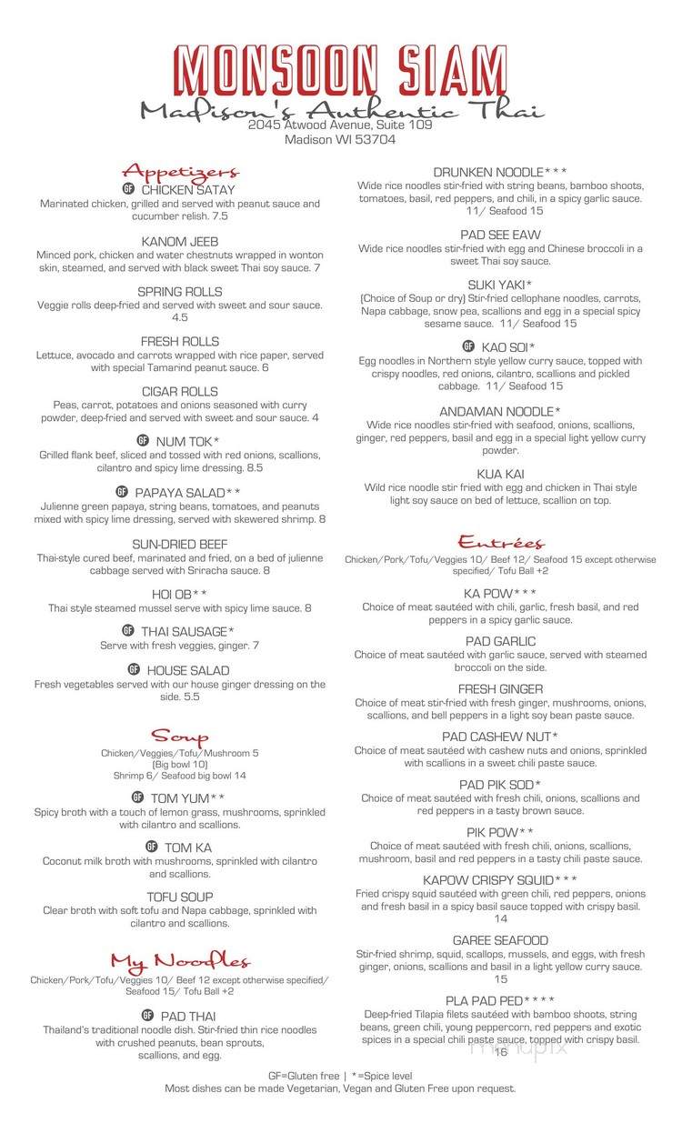 Monsoon Siam - Madison, WI menu_pic