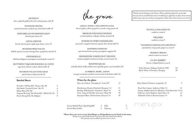 The Grove - Delray Beach, FL menu_pic