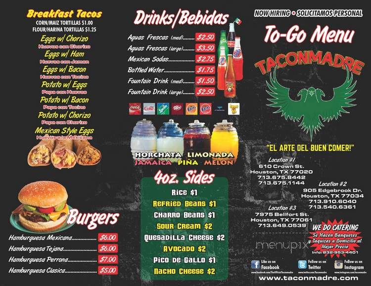 Taconmadre Taqueria - Houston, TX menu_pic