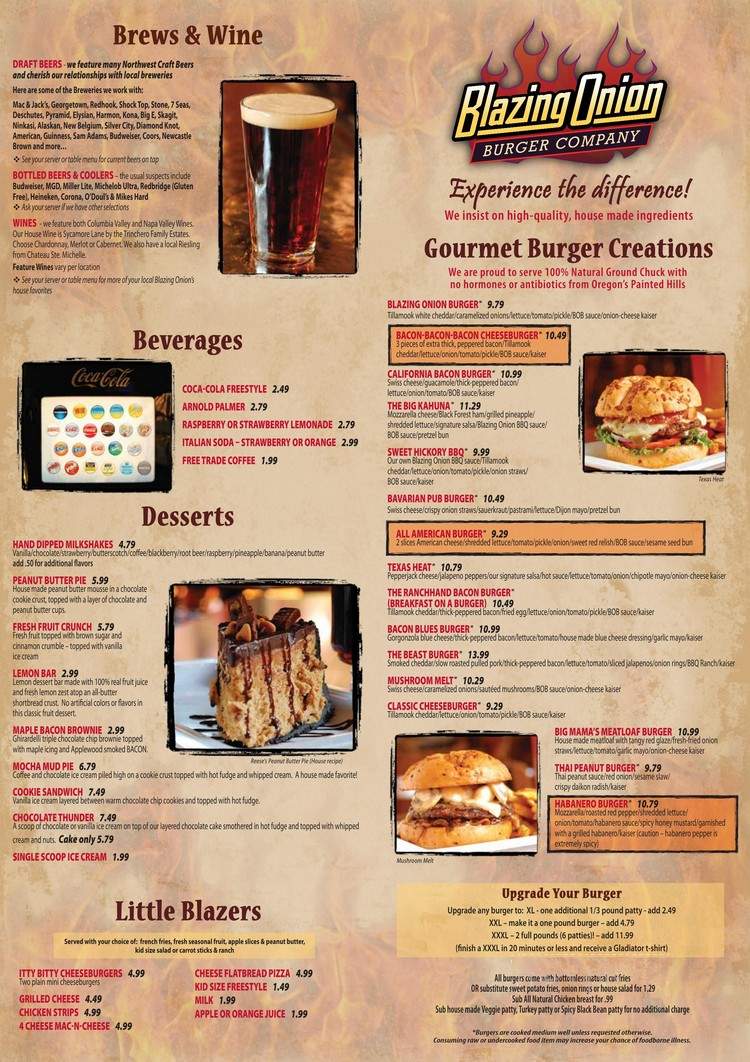 Blazing Onion Burger Company - Lynnwood, WA menu_pic