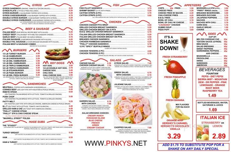 Pinky's Gyros & Beef - Chicago, IL menu_pic