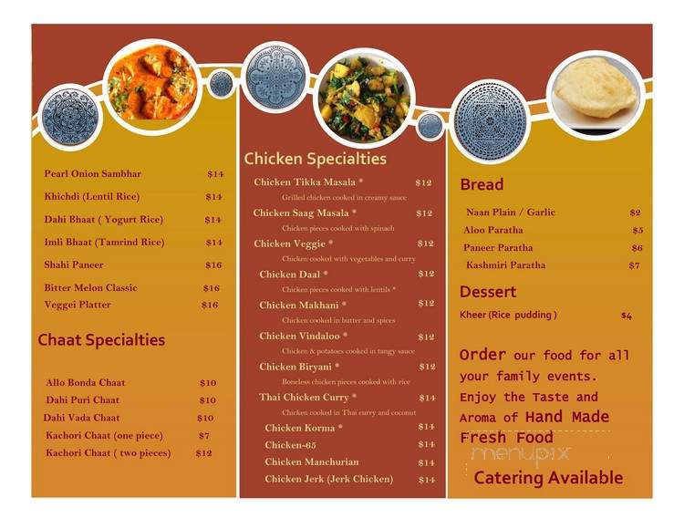 Aahar India - Yellow Springs, OH menu_pic