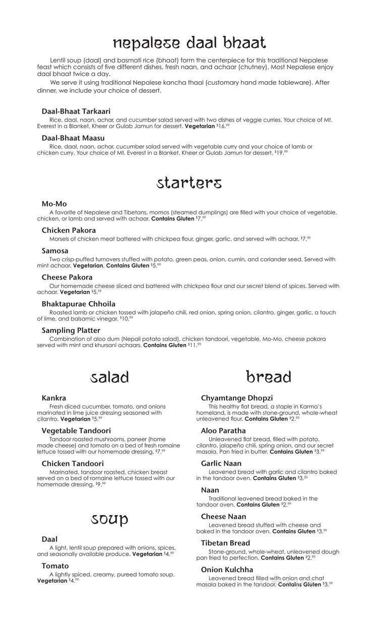 Himalayan Kitchen - Santa Barbara, CA menu_pic