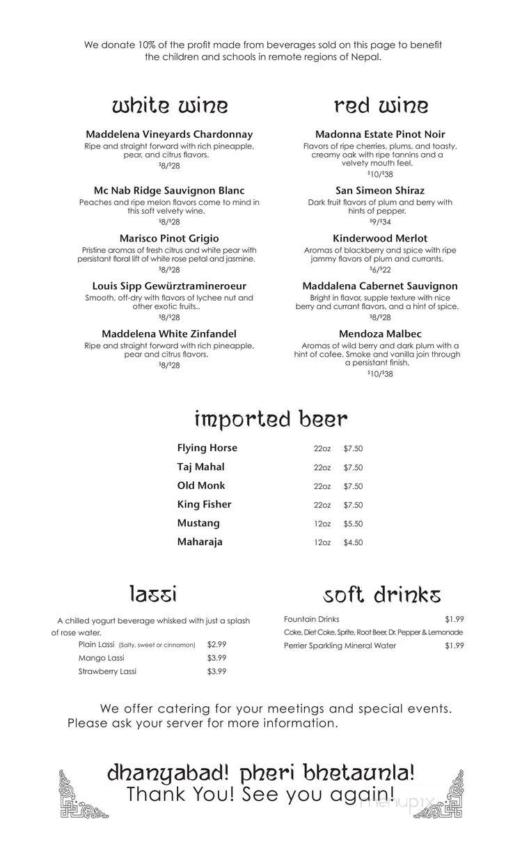 Himalayan Kitchen - Santa Barbara, CA menu_pic