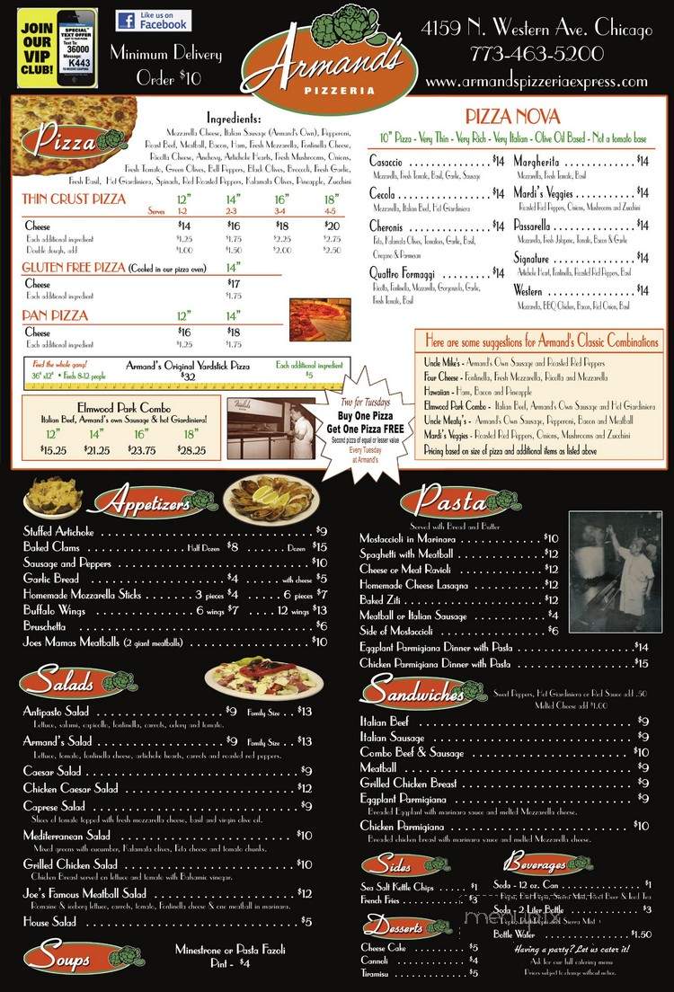 Armand's Pizzeria - Chicago, IL menu_pic
