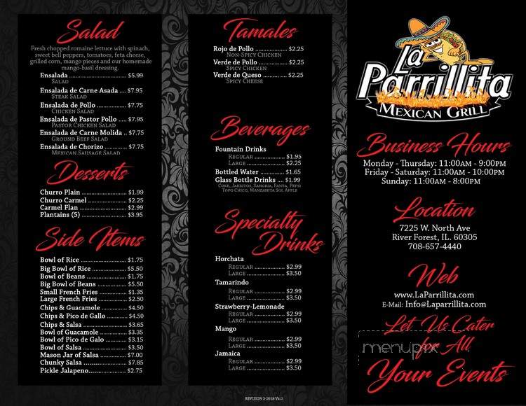 La Parrillita Mexican Grill - River Forest, IL menu_pic
