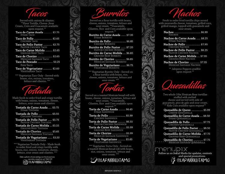 La Parrillita Mexican Grill - River Forest, IL menu_pic