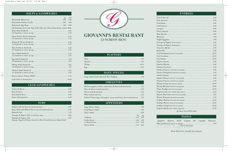 Giovanni's - Edgewood, MD menu_pic