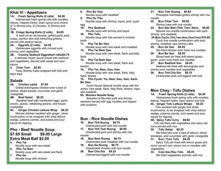 Pho Cyclo Cafe - Seattle, WA menu_pic