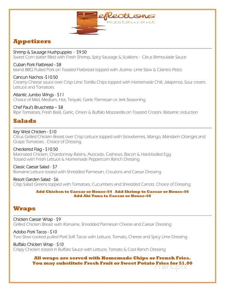 Reflections - Daytona Beach, FL menu_pic