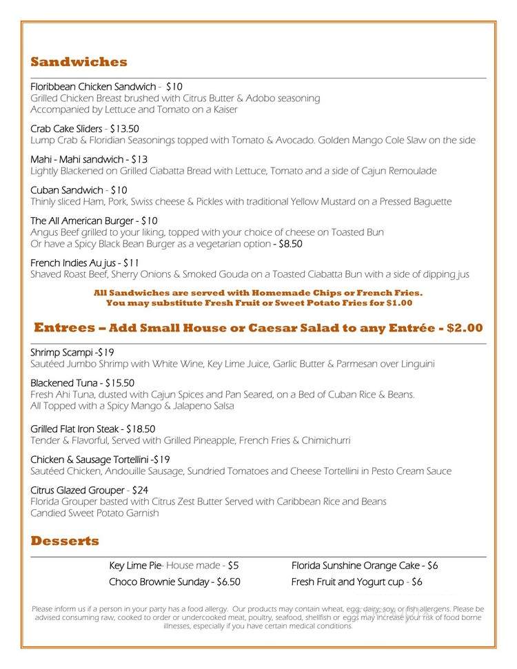 Reflections - Daytona Beach, FL menu_pic