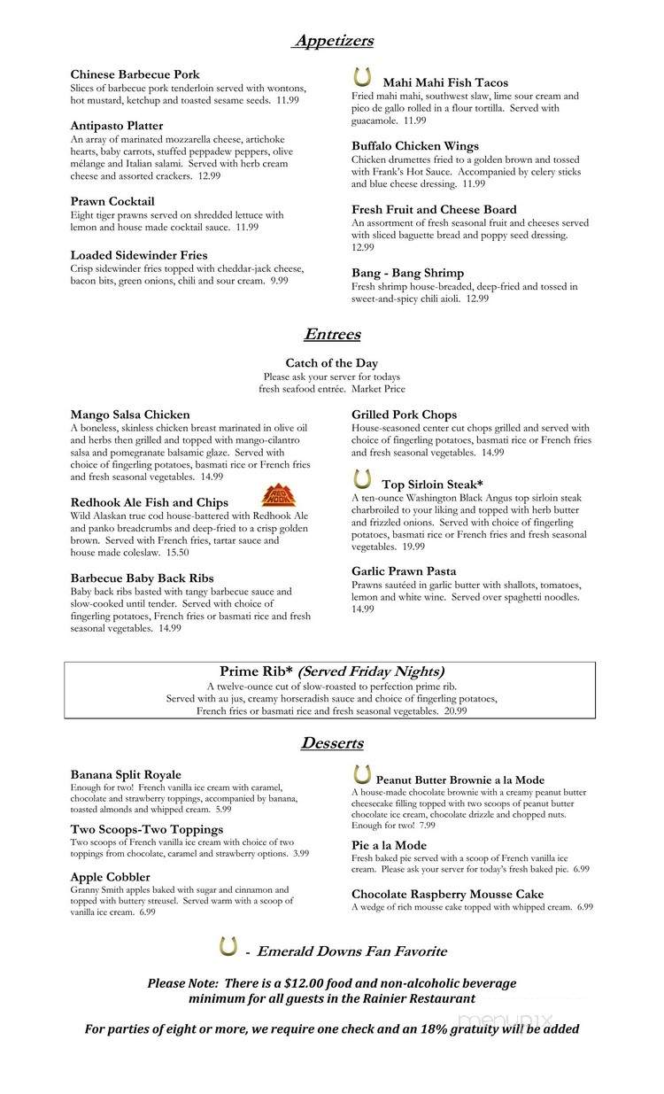 Emerald Downs - Auburn, WA menu_pic