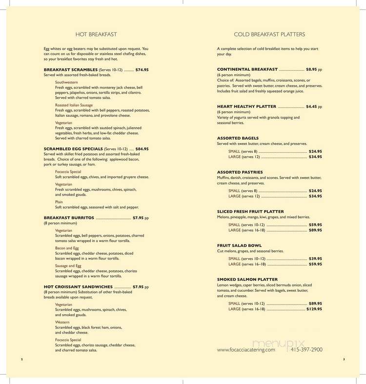 Focaccia Market and Bakery - South San Francisco, CA menu_pic