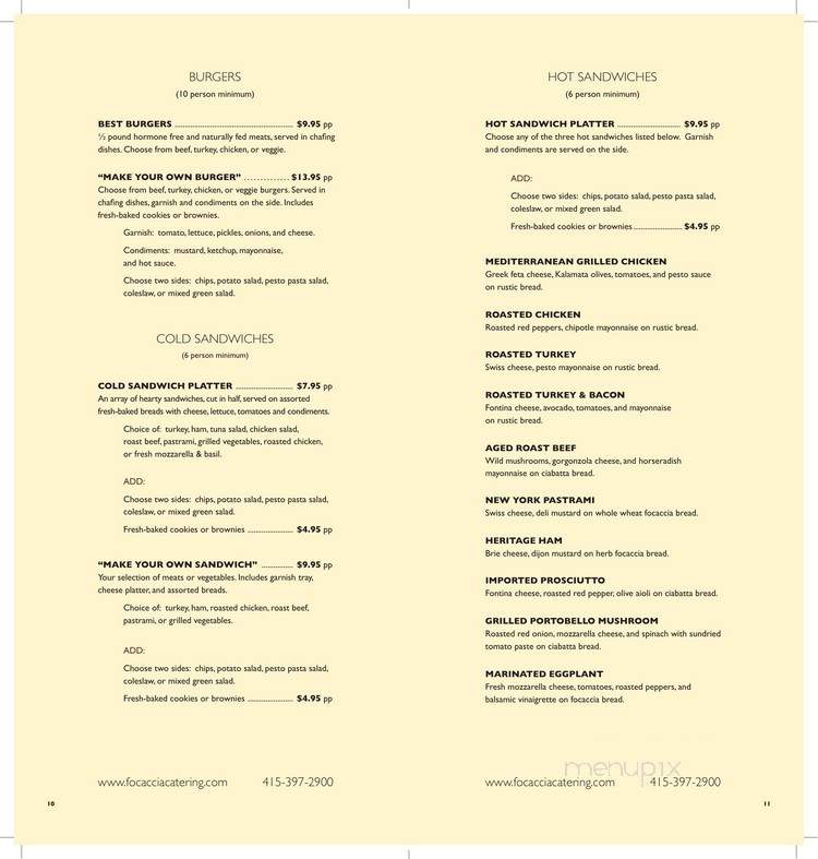 Focaccia Market and Bakery - South San Francisco, CA menu_pic