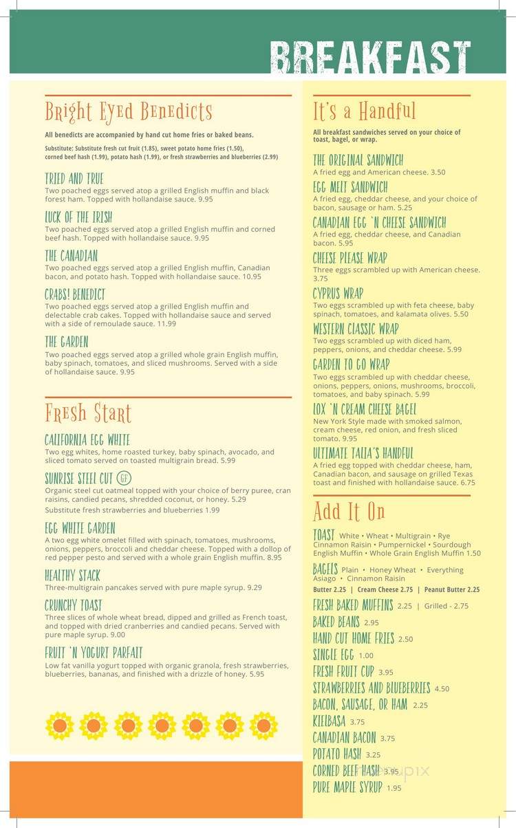 Talia's Eatery - Londonderry, NH menu_pic
