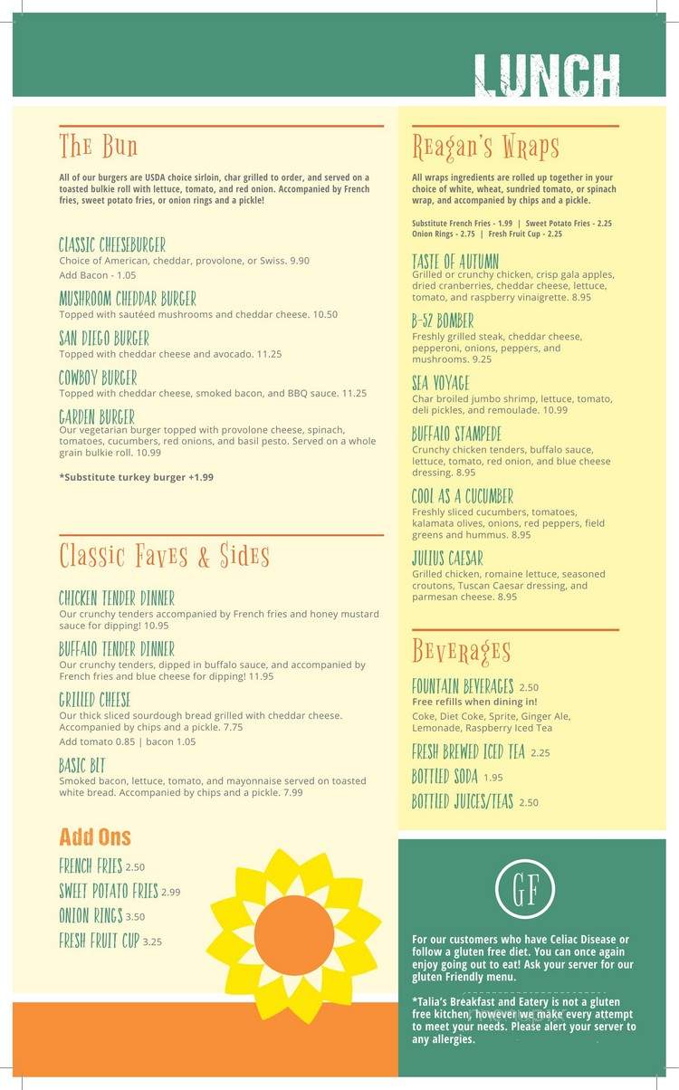Talia's Eatery - Londonderry, NH menu_pic