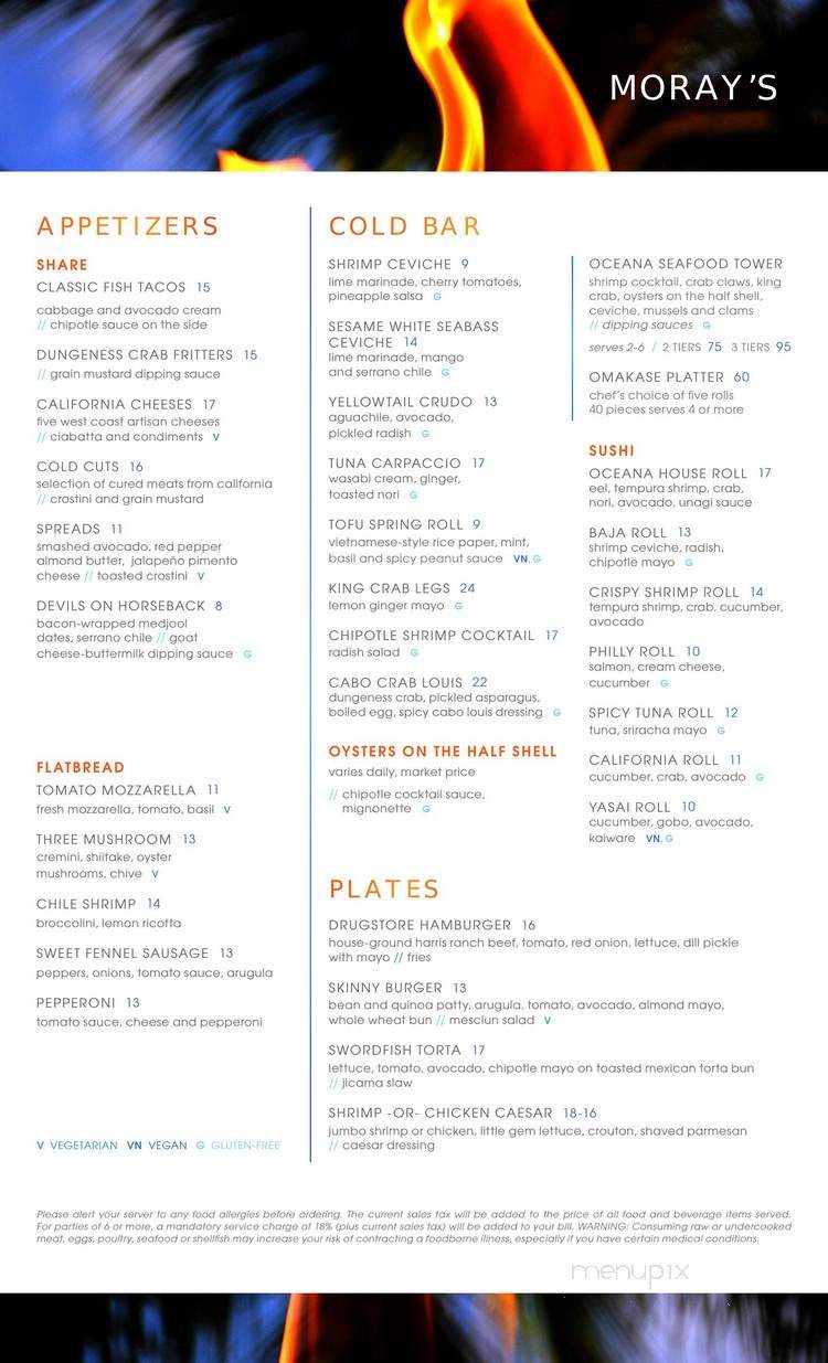 Moray's Lounge - San Diego, CA menu_pic