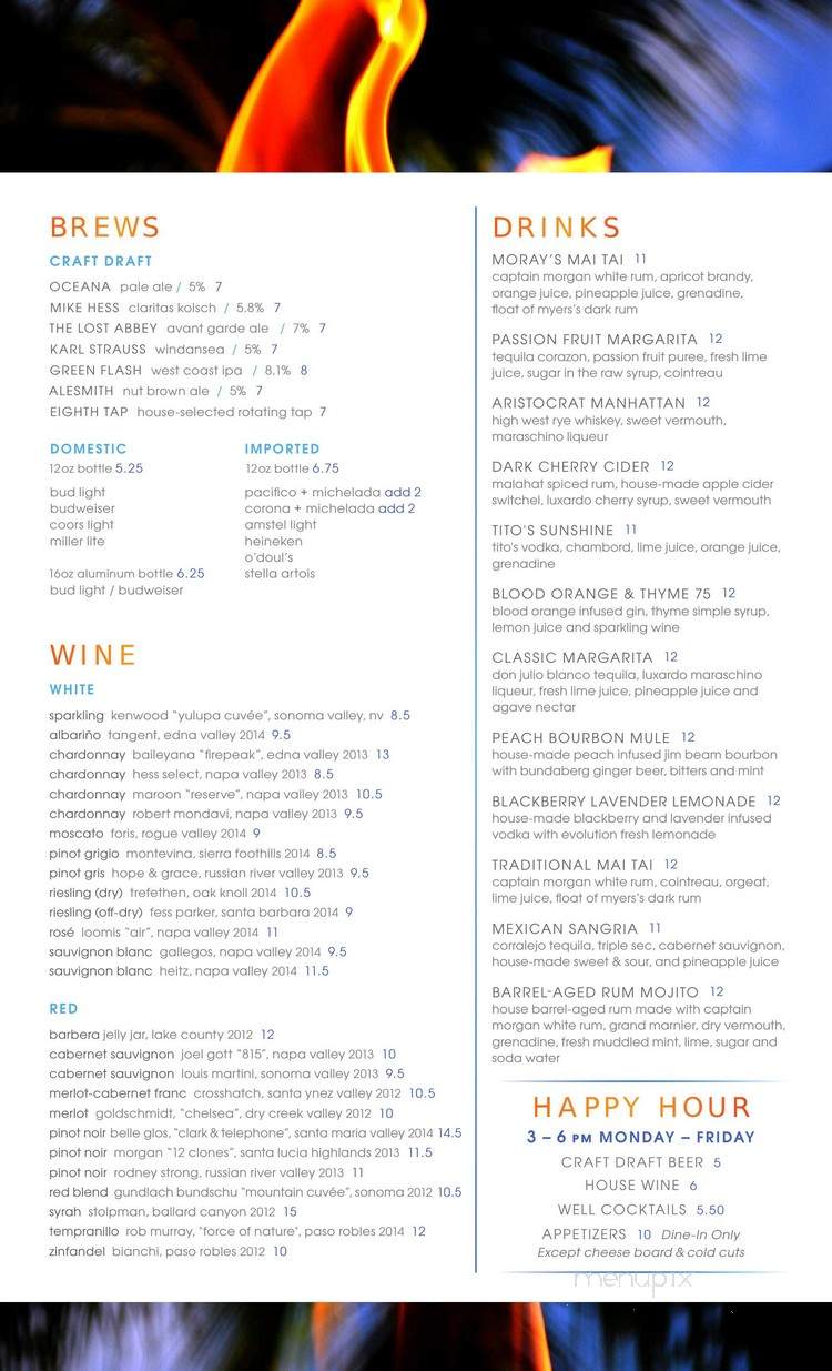 Moray's Lounge - San Diego, CA menu_pic