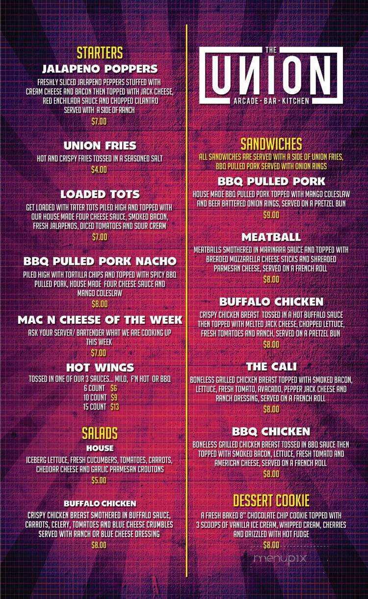 Union - Roseville, CA menu_pic