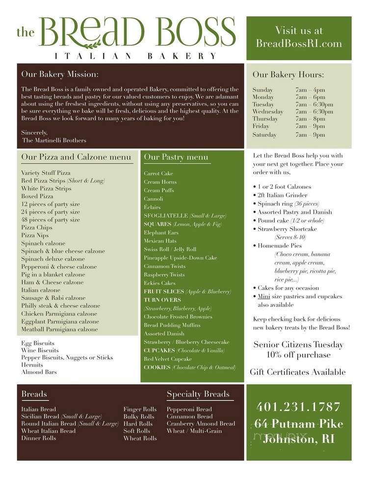 Bread Boss - Johnston, RI menu_pic