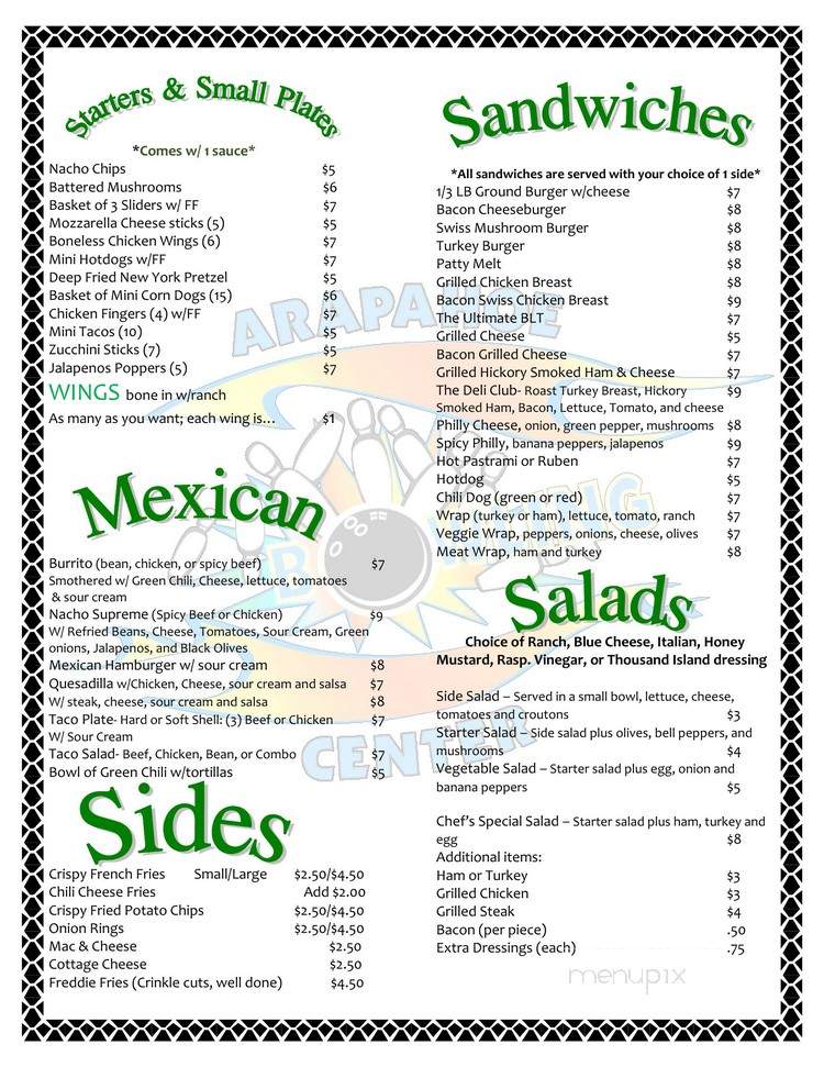 Arapahoe Bowling Center - Greenwood Village, CO menu_pic